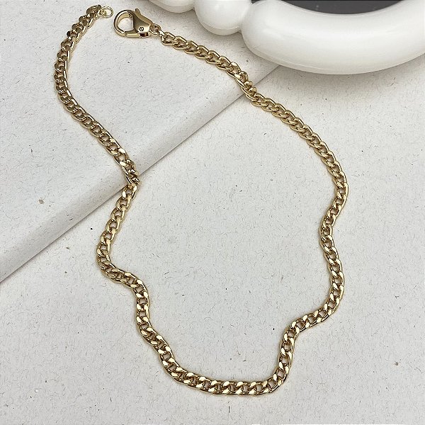Corrente Groumet 5mm 45cm Banhada em Ouro
