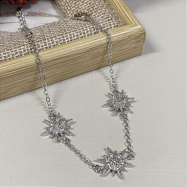 Pulseira Star Cravejada Zircônia Banhada Ródio