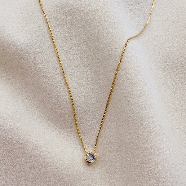 Colar Classico Ponto de Luz 6.5mm Brilhante Banho Ouro