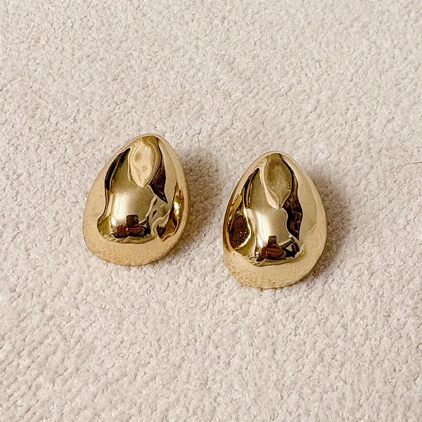 Brinco Martelado Gota Facetada Banhado Ouro