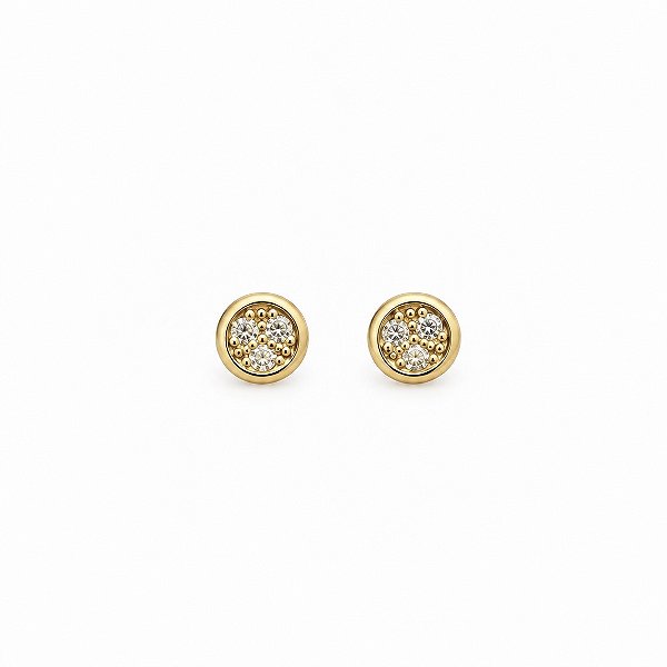 Brinco Pavê Minimalista 5mm Cravejado Banhado Ouro