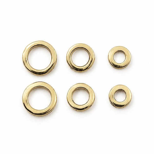 Trio Brinco Circulos Espelhado Vazados Banhado em Ouro