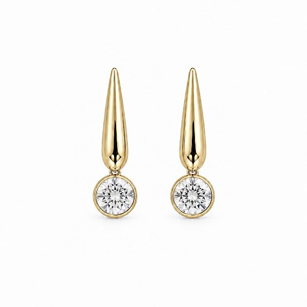 Brinco Pingente Ponto de Luz 7mm Banhado em Ouro