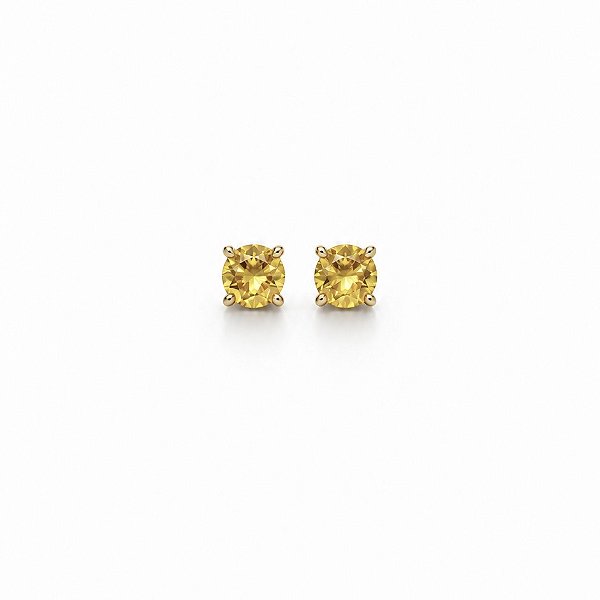 Brinco Citrino Ponto de Luz 6mm Banhado em Ouro