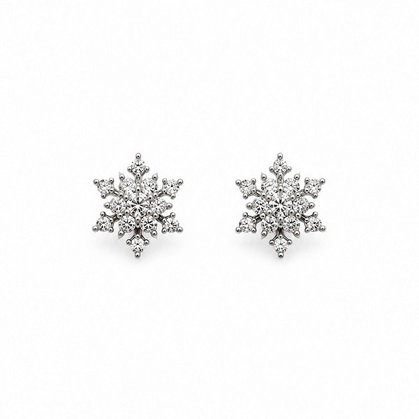 Brinco Floco de Neve Cravejado 9.5mm Banhado em Ródio