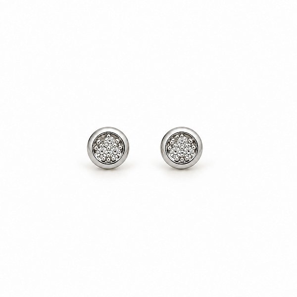 Brinco Pavê Minimalista 5mm Cravejado Banhado Ródio
