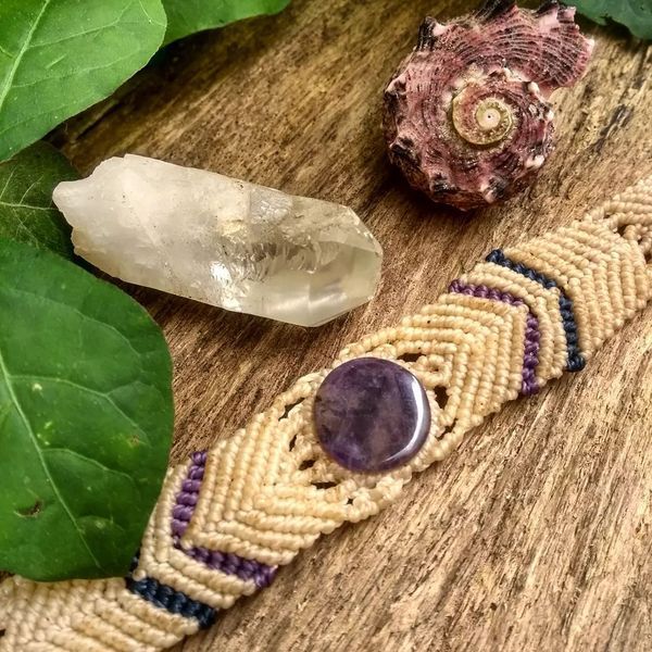 Pulseira Tornozeleira em macramê com pedra
