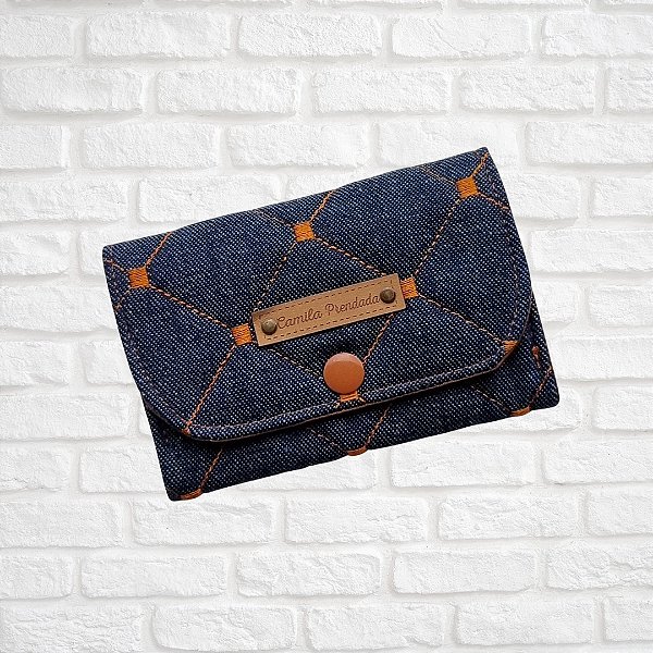 Carteira Porta-Cartão em Tecido Jeans Camila Prendada
