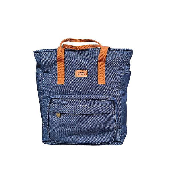 Bolsa Jeans Grande Tipo Sacola para Notebook – com alça que vira mochila