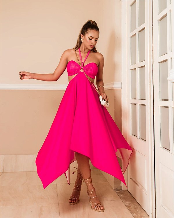 Vestido recortes bojo pink