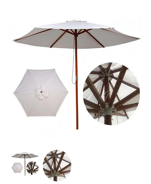 GUARDA-SOL OMBRELONE 2,4 METROS. MADEIRA 8 VARAS BEGE CHAMPS