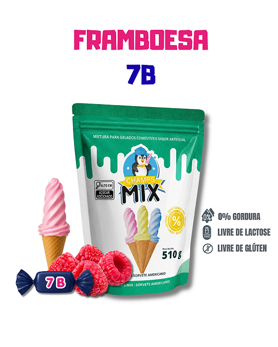 PREPARO MIX MISTURA EM PÓ P/ SORVETE AMERICANO CHAMP'S - FRAMBOESA 7B
