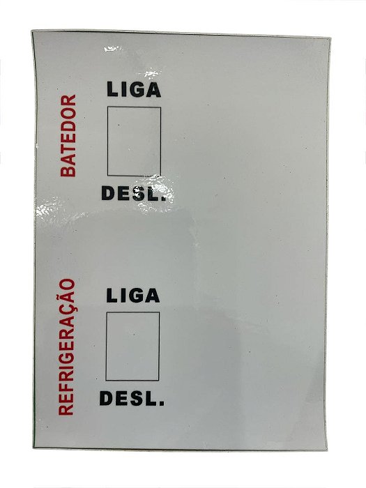 ETIQUETA AUTOADESIVA LIGA / DESLIGA P/ MÁQUINA DE SORVETE