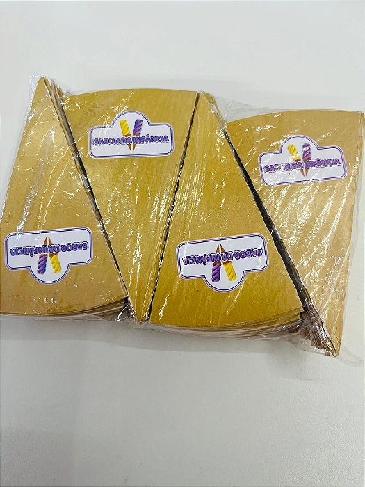 Cones Para Casquinhas Sabor da Infância Dourado c/ 200un