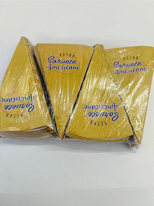 Cones Para Casquinhas Sorvete Americano Dourado c/ 200un