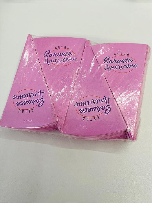Cones Para Casquinhas Sorvete Americano Rosa c/ 200un