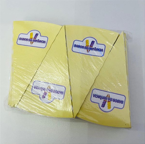 Cones Para Casquinhas Sabor da Infância Amarelo c/ 200un