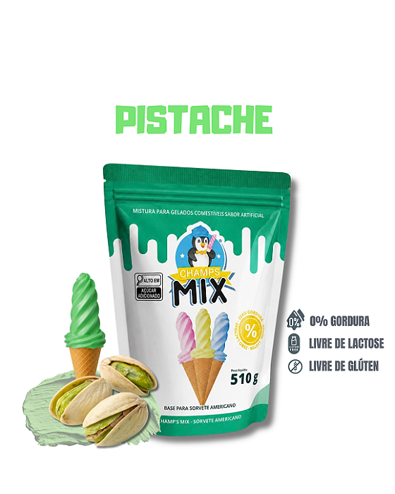 PREPARO MIX MISTURA EM PÓ P/ SORVETE AMERICANO CHAMP'S - PISTACHE