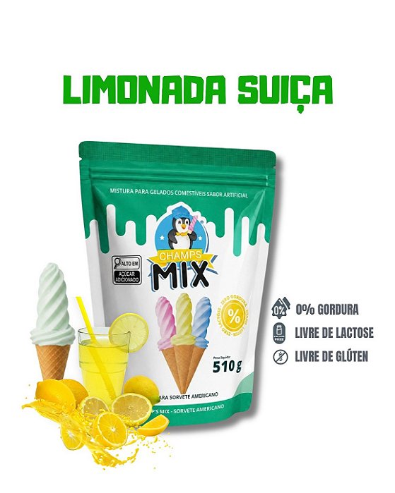 PREPARO MIX MISTURA EM PÓ P/ SORVETE AMERICANO CHAMP'S - LIMONADA SUÍÇA