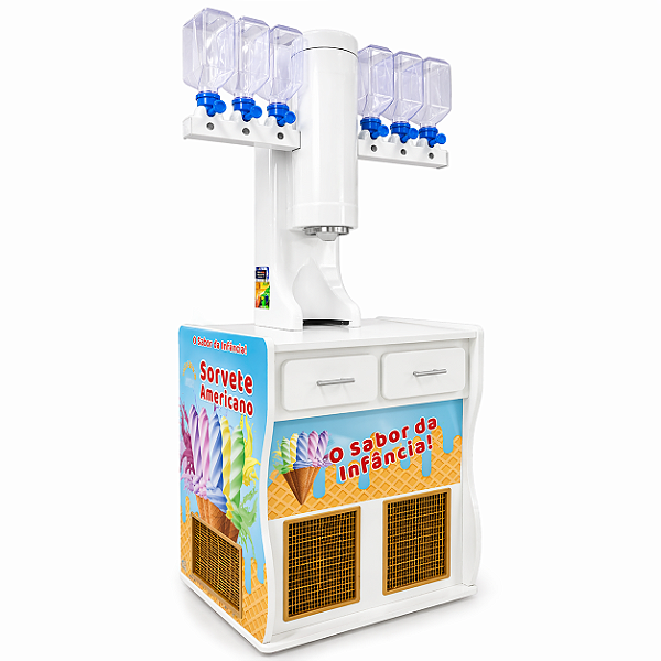 MÁQUINA SORVETE AMERICANO 6 SABORES 220V 1HP CHAMP'S STANDER