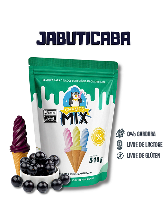 PREPARO MIX MISTURA EM PÓ P/ SORVETE AMERICANO CHAMP'S - JABUTICABA