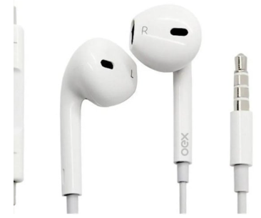 FONE DE OUVIDO COM FIO OEX - Branco