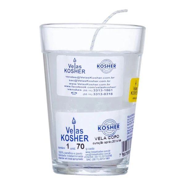 Vela Kosher - Copo de vidro