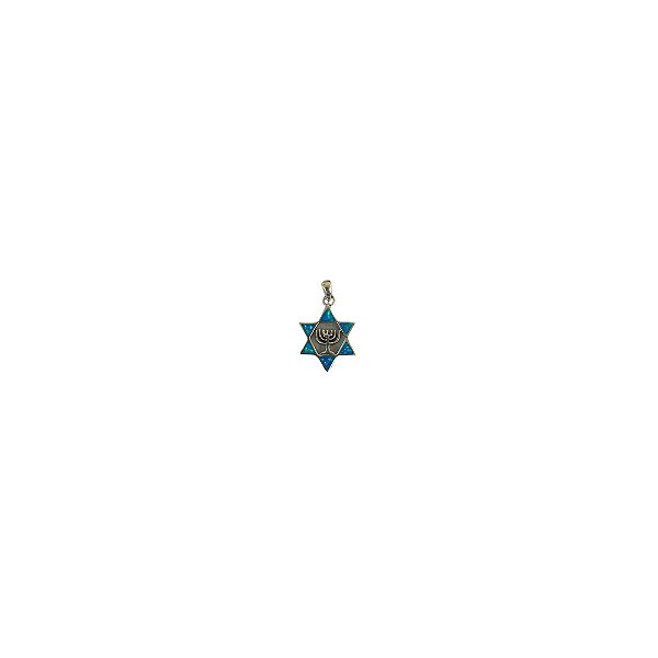 Pingente - Estrela de Davi e Menorah - Pedra Opala (Prata 925)