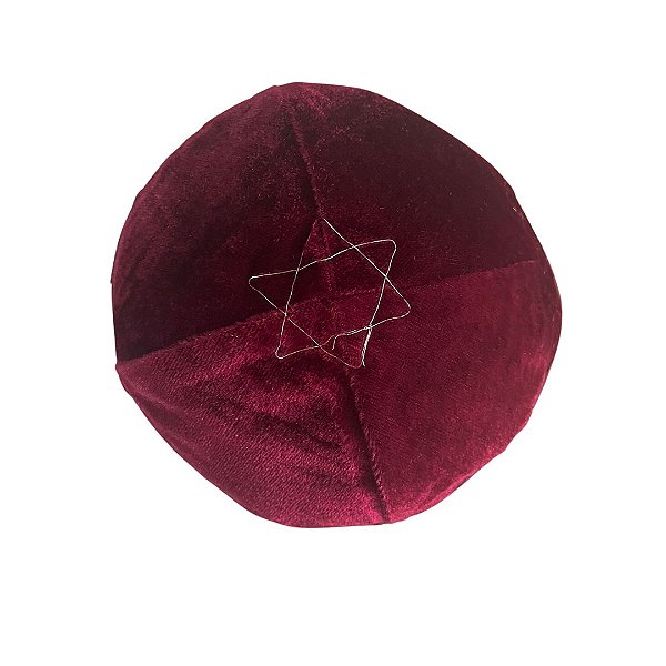 Kipá Estrela de Davi - Veludo Vermelha - Importada de Israel