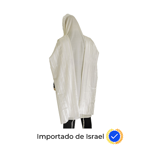 Talit Acrilã (Listras brancas) - 100% Kosher - Importado de Israel