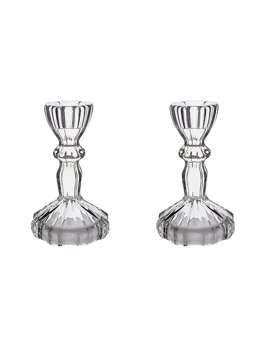 Dupla - Castiçal de vidro - 10,5 x 7,5 cm