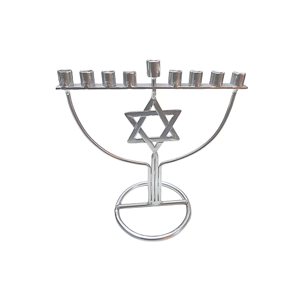 Chanukiá Prateada - Estrela de David - 20 cm