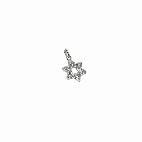Pingente estrela de David - Zirconia - Prata 925
