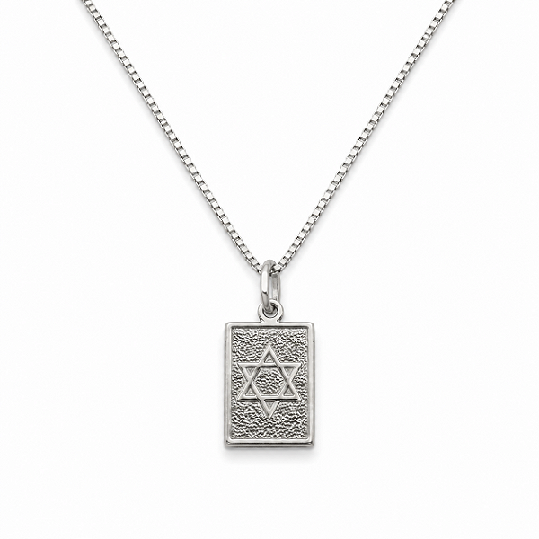 Colar Estrela de David - Retangular - prata 925