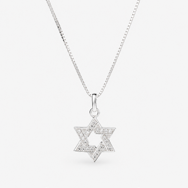 Colar estrela de David - Zirconia - Prata 925