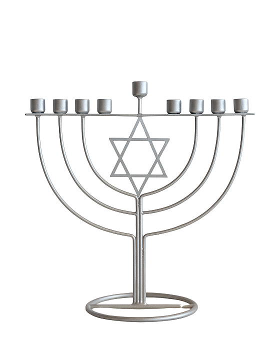 Chanukiá Prateada com Estrela de Davi