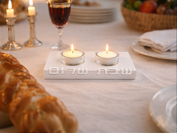 Castiçal Shabat Shalom - Alumínio