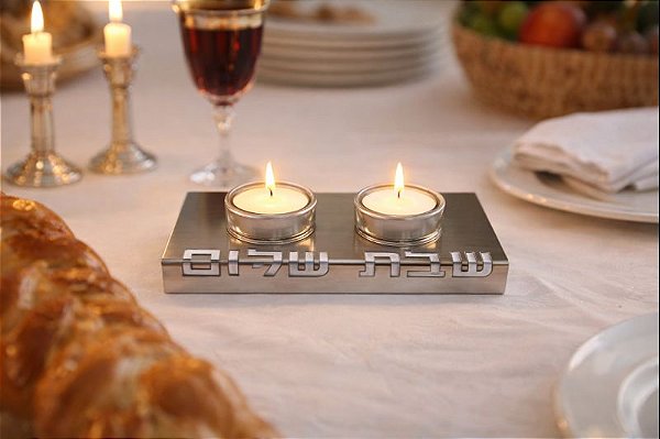 Castiçal Shabat Shalom - Alumínio