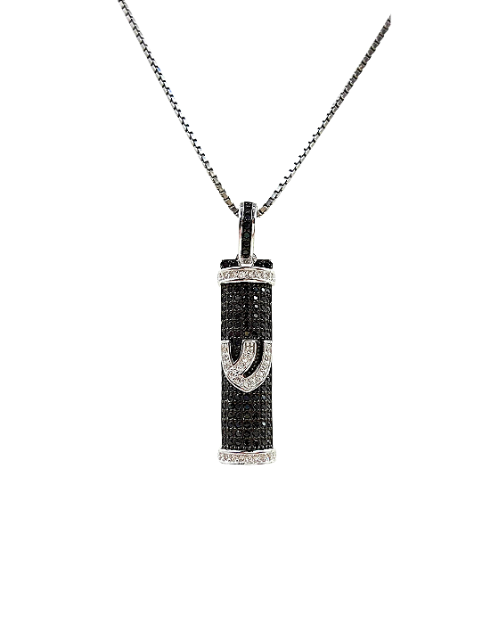 Colar Mezuzá - Prata 925 - Zircônias pretas