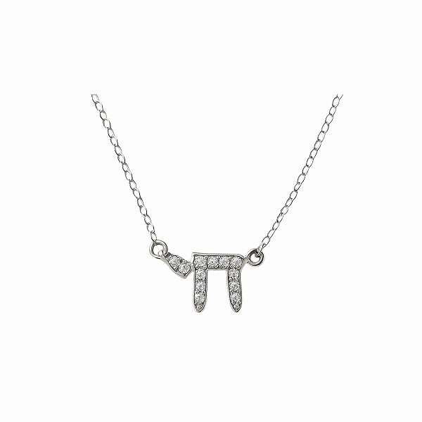 Colar Chai Cravejado – Prata 925 - importado de Israel