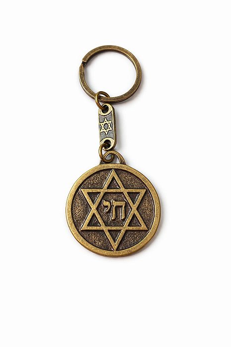 Chaveiro Estrela e Chai Redondo - Metal