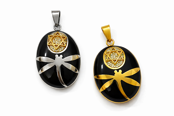 Pingente Libélula e Estrela de David