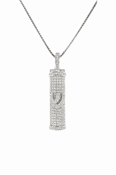 Colar Mezuzá - Prata 925 - Zircônias Prateadas