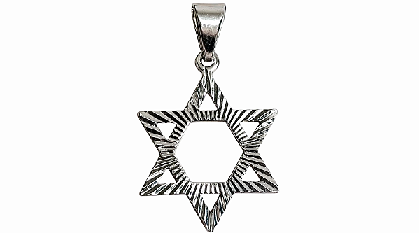 Pingente de Aço Estrela de David Dupla Face - Prateada