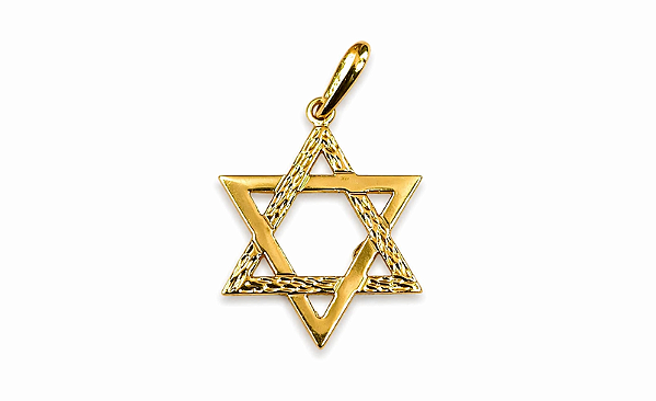 Pingente Dourado Estrela de David - Trabalhada