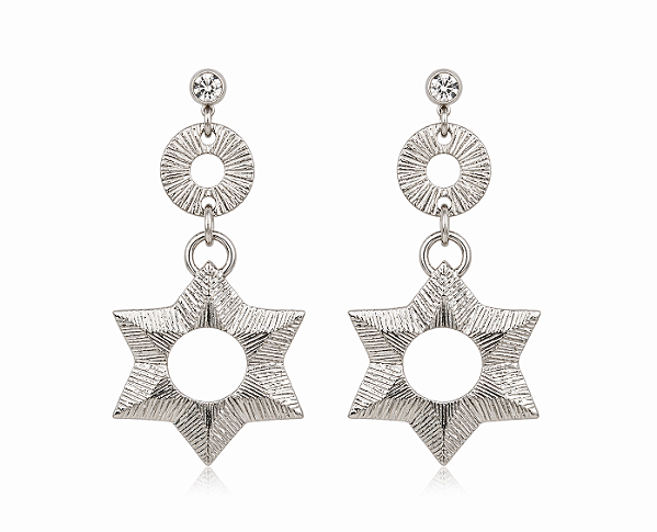 Brincos Estrela de David Prateado - Grande