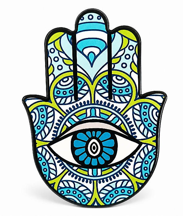 Hamsa de cerâmica - Olho Grego Azul