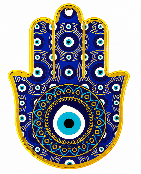Hamsa de Porcelana Repleta de Olhos Gregos - Enfeite de Parede