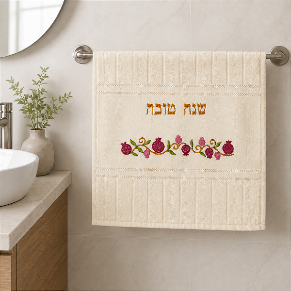 Toalha de Lavabo Shaná Tová Romãs - Creme