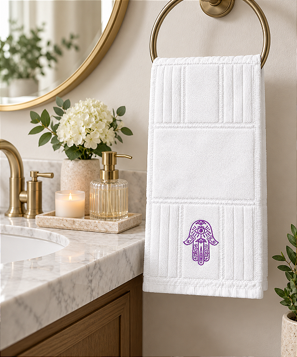 Toalha Para Lavabo Branca - Hamsa